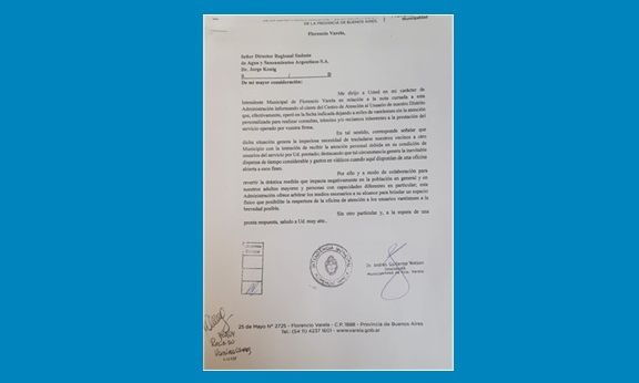 F. Varela – El Municipio ofrece a AySA un espacio para que siga atendiendo al público